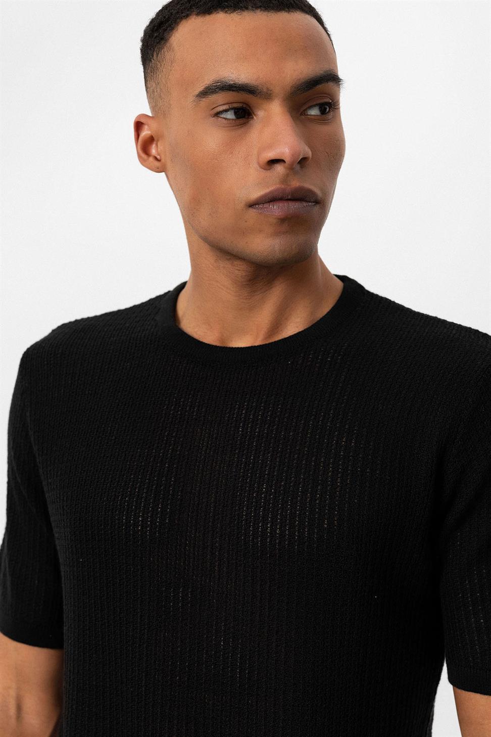 طاقم الرقبة محبوك تريكو تي شيرت الرجال