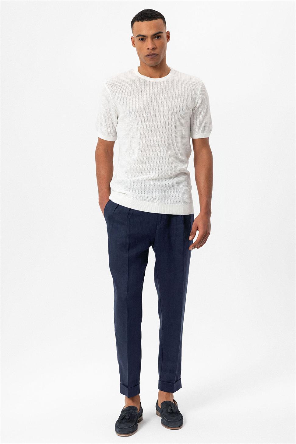 طاقم الرقبة محبوك تريكو تي شيرت الرجال