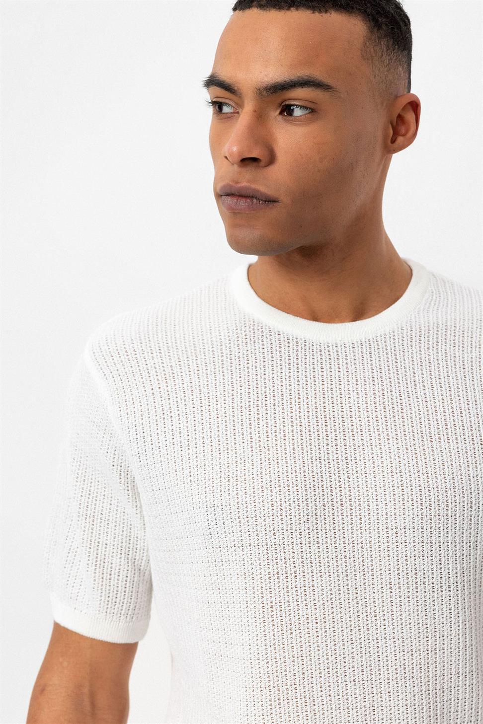 طاقم الرقبة محبوك تريكو تي شيرت الرجال