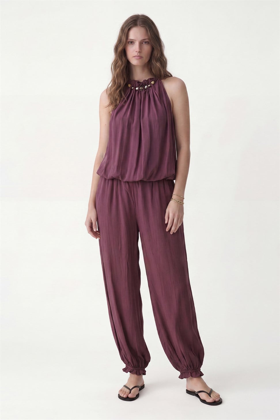 Antioch Bordo 100% Lyocell Bluz Pantolon Takım