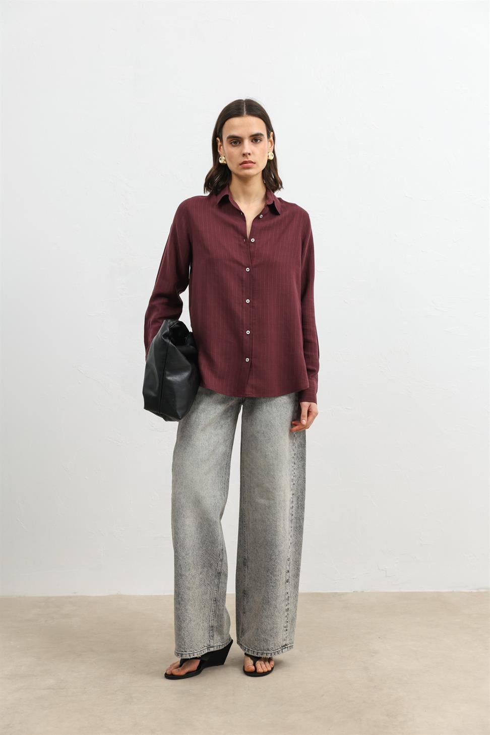 100% Lyocell Striped Womens Shirt with Pocket