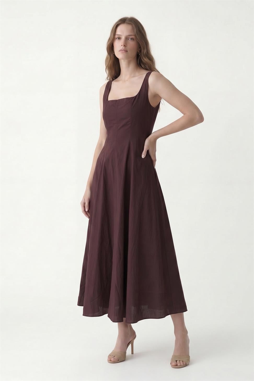 فستان نسائي من البوبلين بأكمام