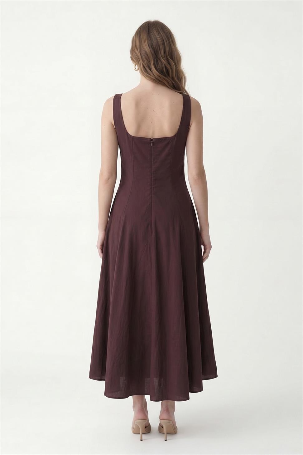 فستان نسائي من البوبلين بأكمام