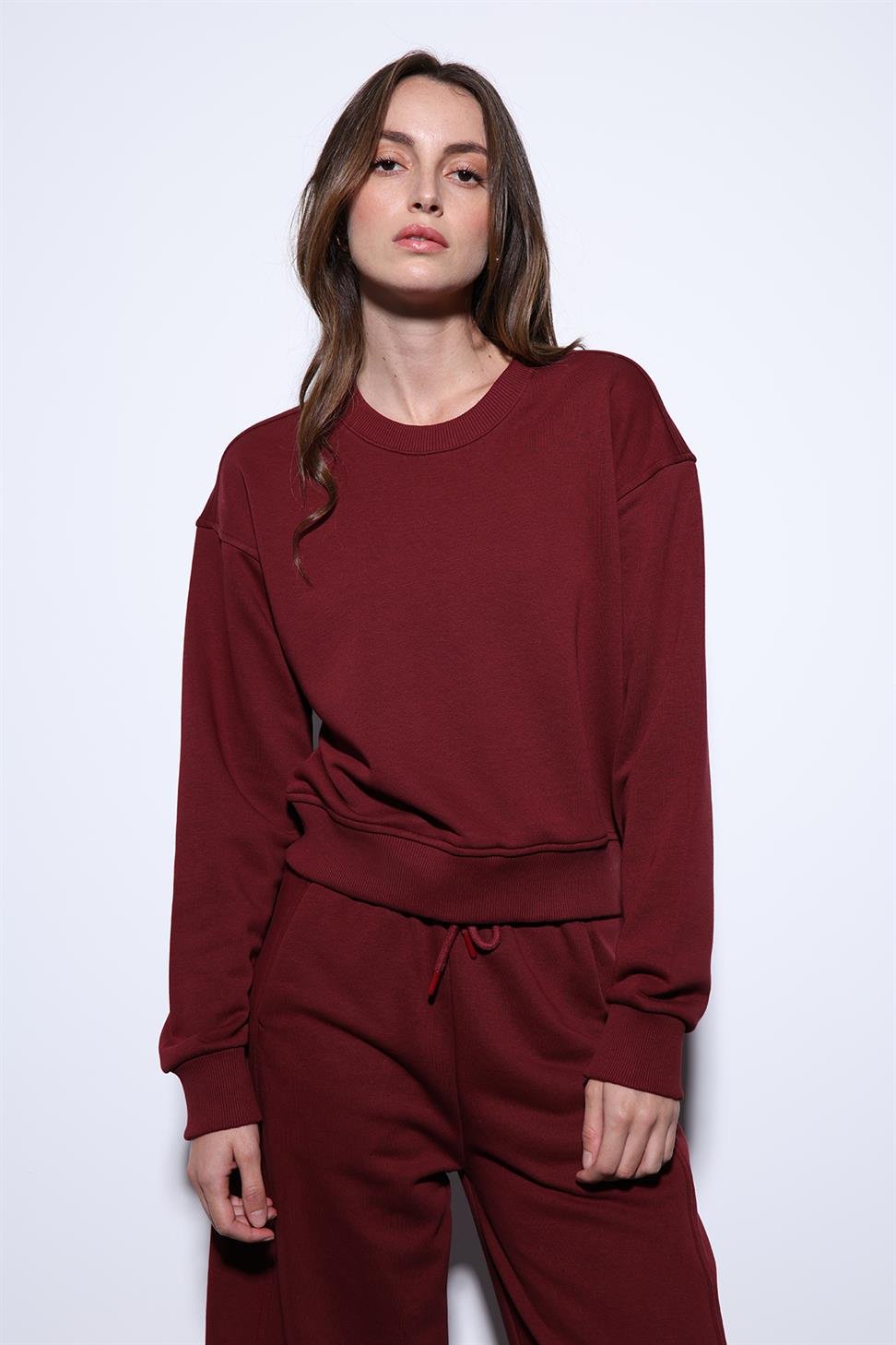 Antioch Bordo Basic Kadın Sweatshirt