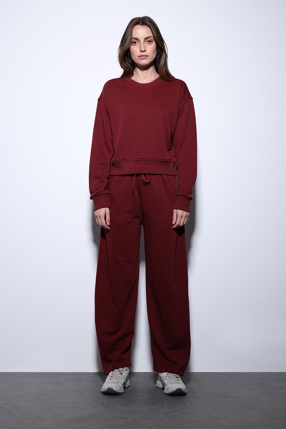 Antioch Bordo Basic Kadın Sweatshirt