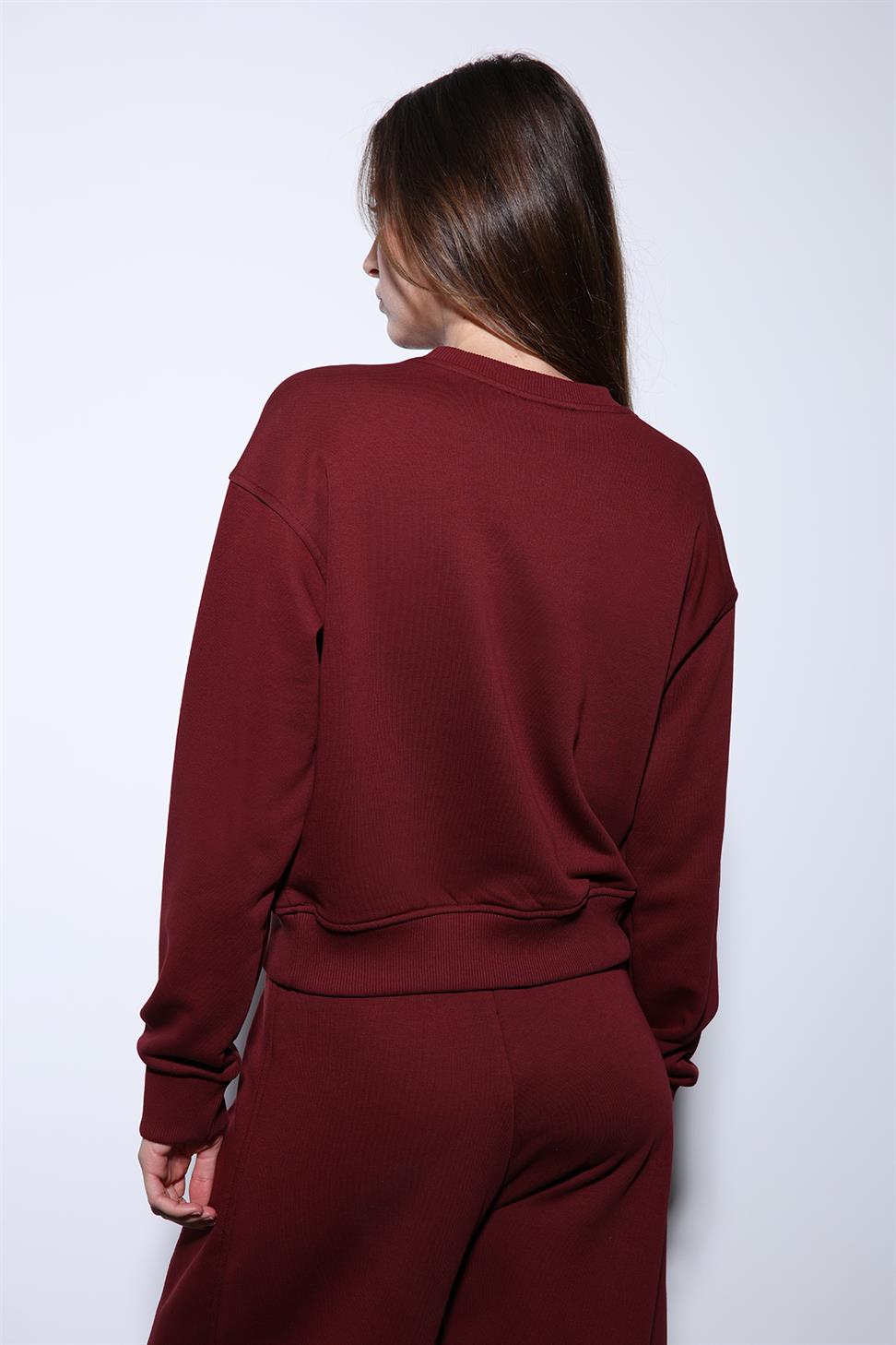 Antioch Bordo Basic Kadın Sweatshirt