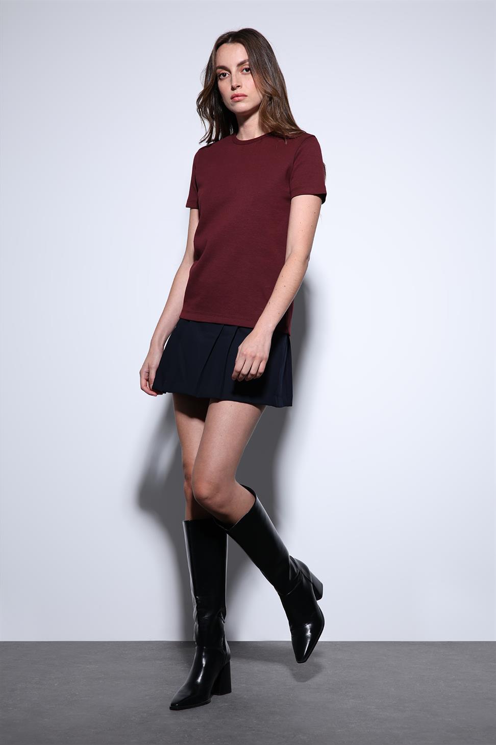 Antioch Bordo Basic Kadın T-Shirt