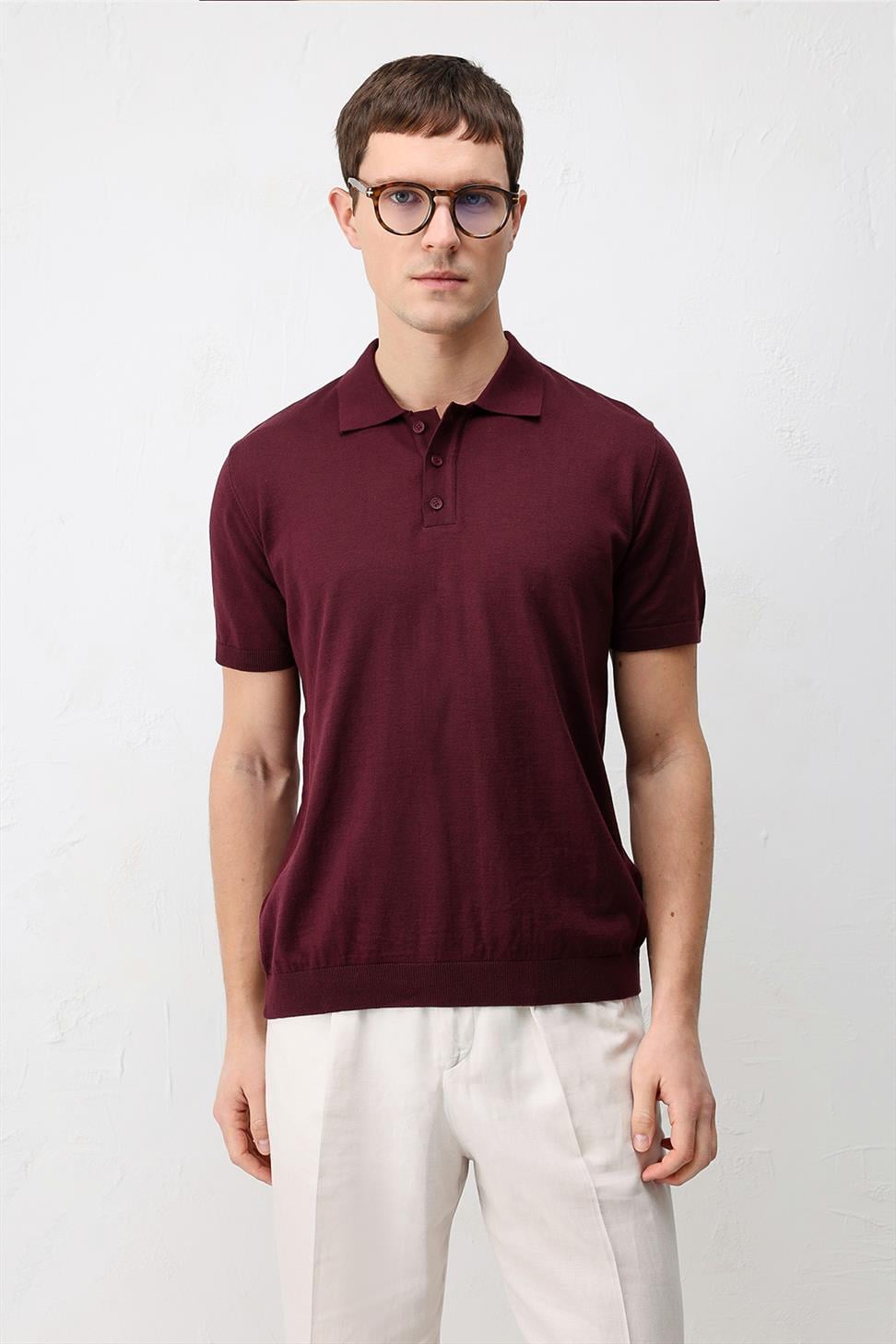 Comfort Slim Polo Neck Mens Knit T-Shirt