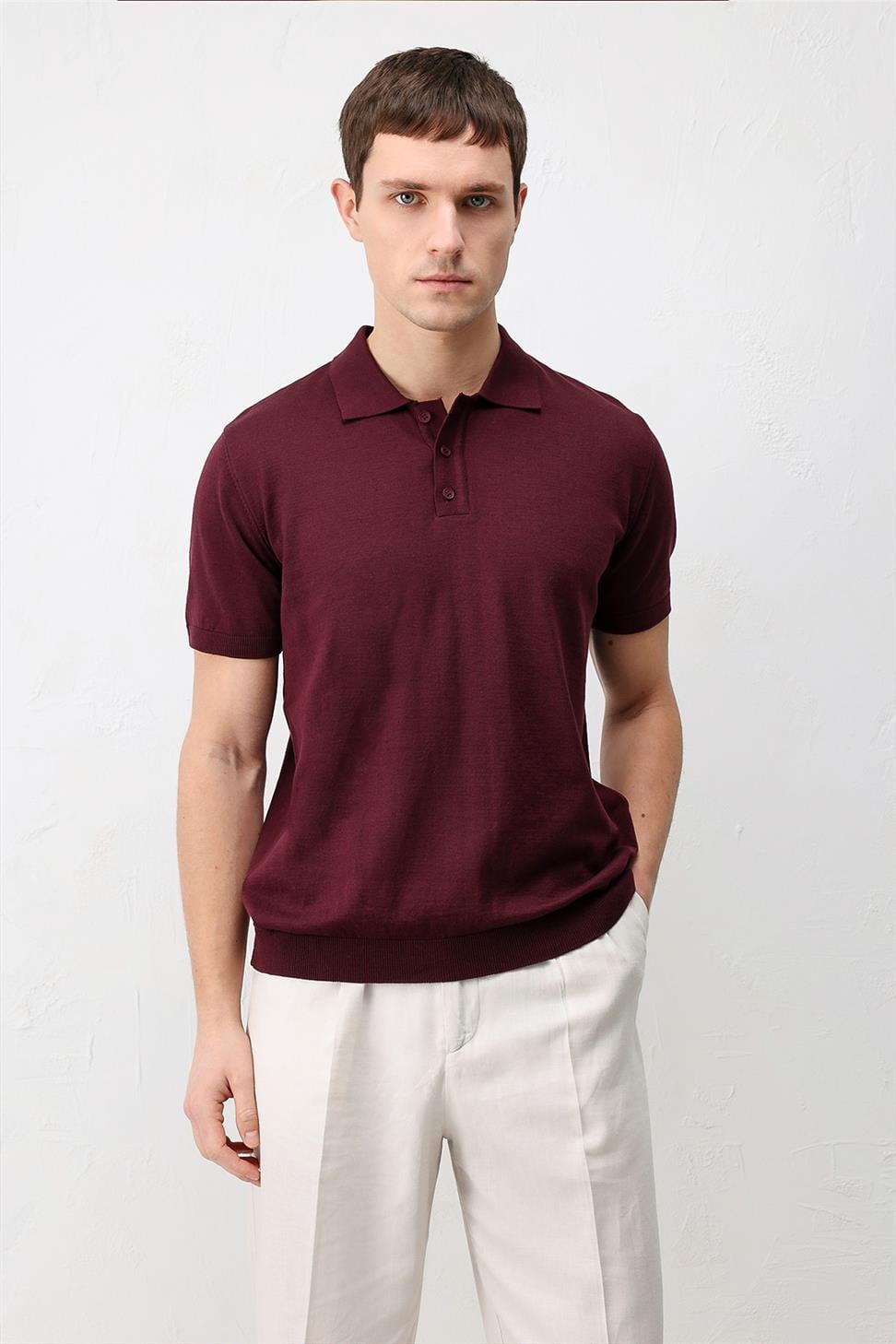 Comfort Slim Polo Neck Mens Knit T-Shirt