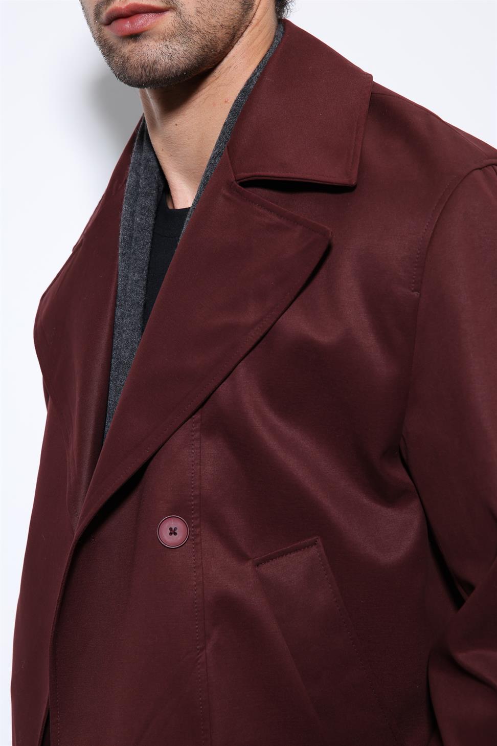 Antioch Bordo Crop Fit Erkek Trençkot