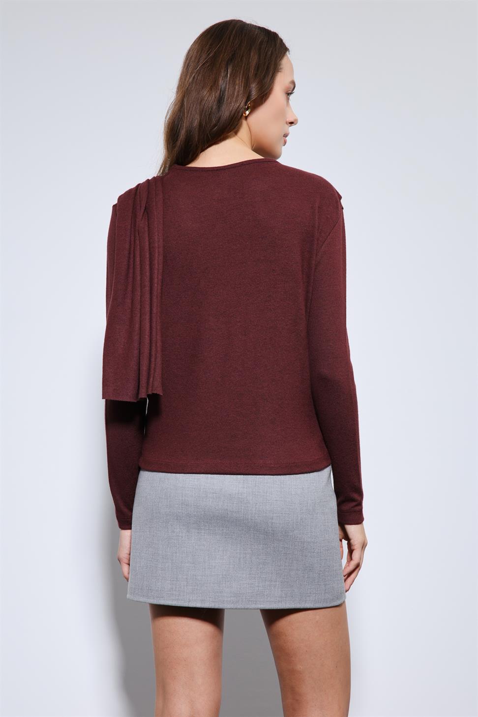 Antioch Bordo Drapeli Şal Detaylı Top