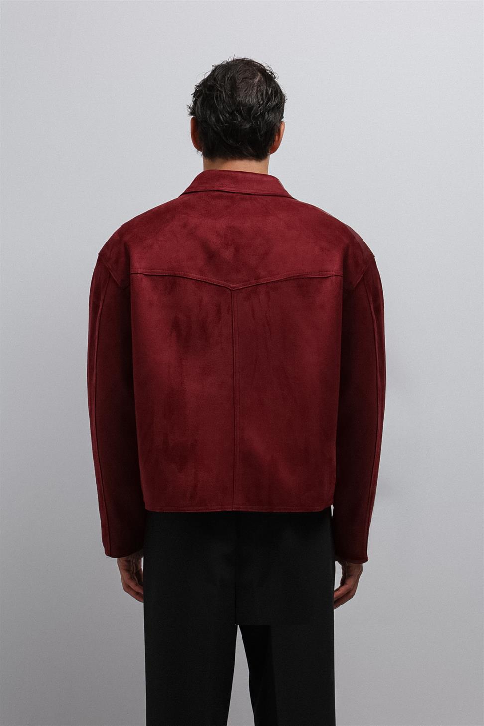 Antioch Bordo Fermuarlı Suni Süet Erkek Mont