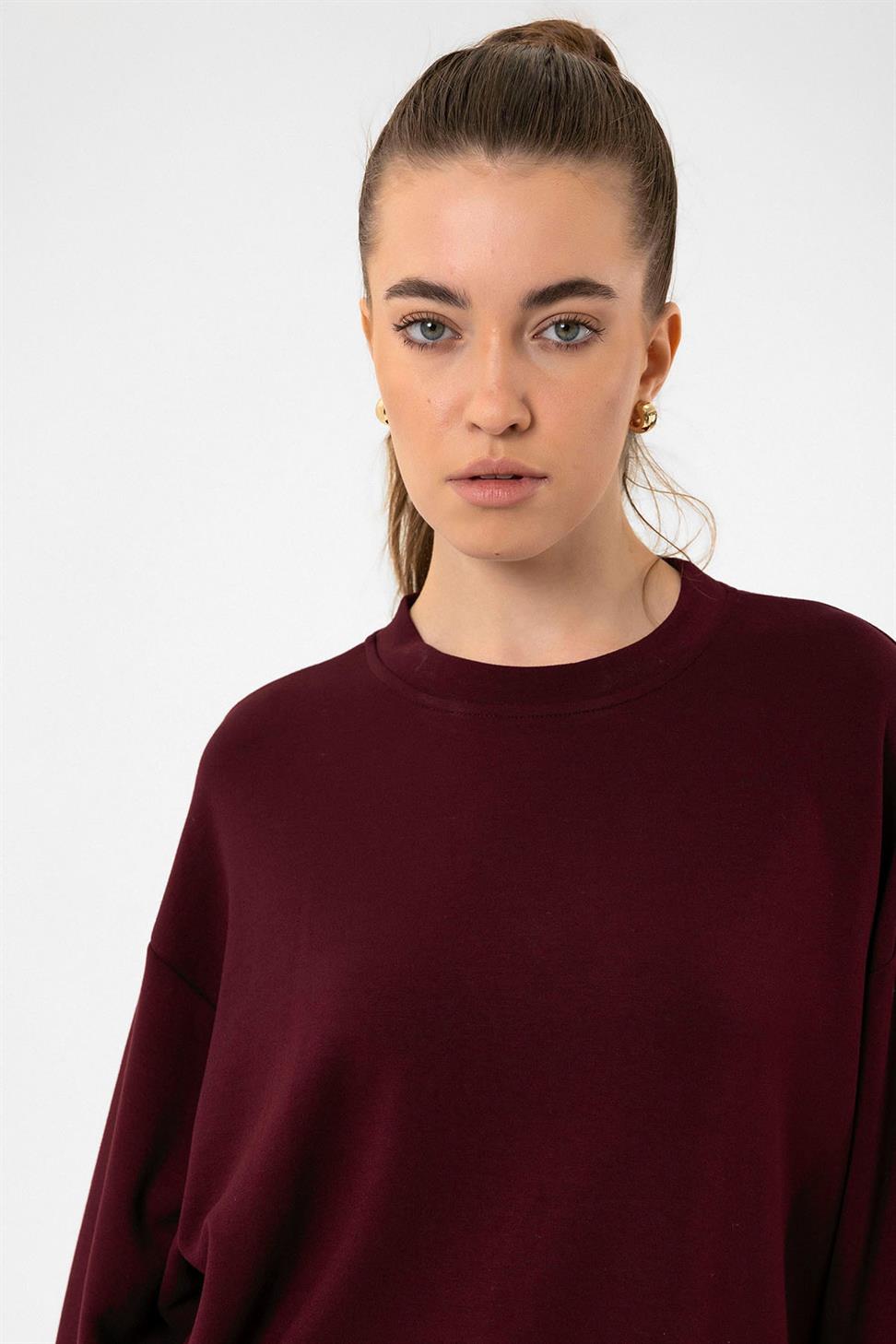 Antioch Bordo Kadın İspanyol Paça Eşofman Takım