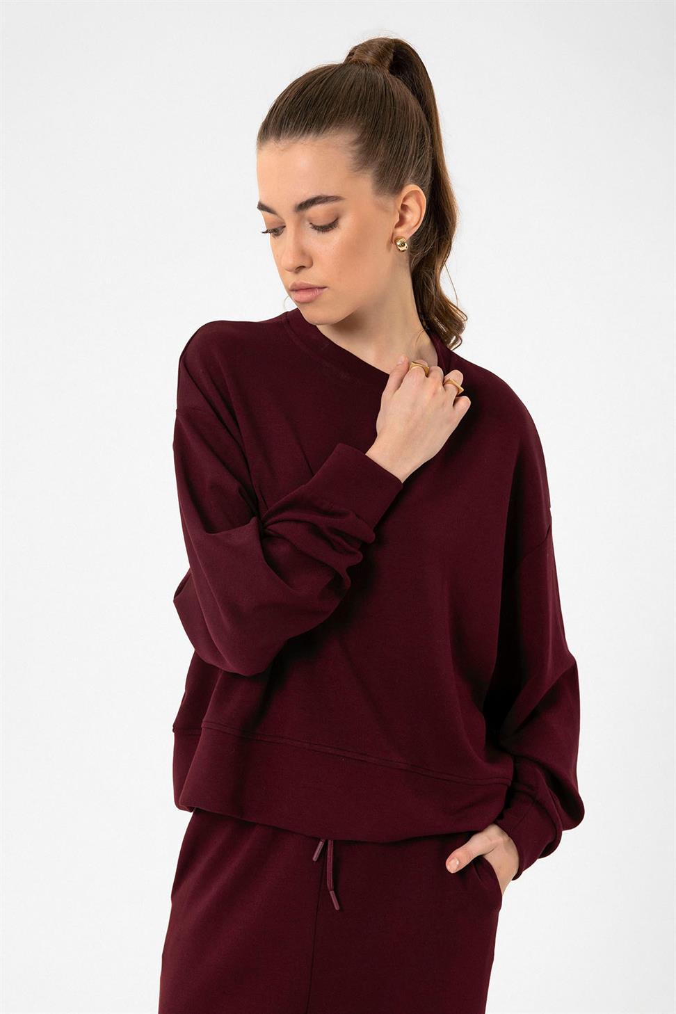 Antioch Bordo Kadın İspanyol Paça Eşofman Takım