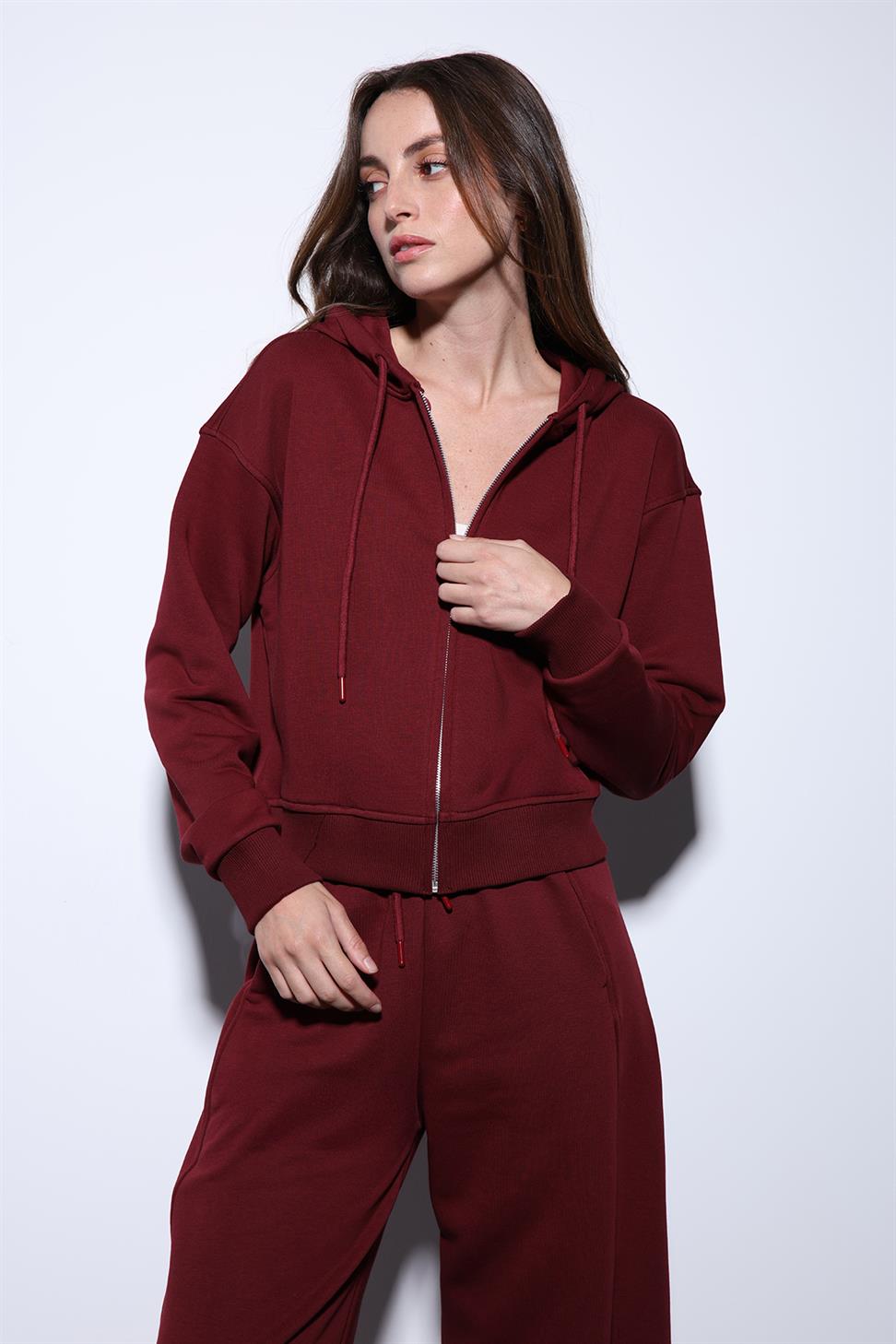 Antioch Bordo Kapüşonlu Kadın Sweatshirt