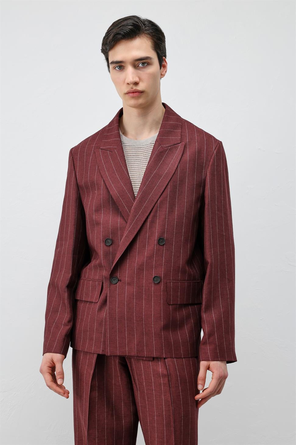Mens Striped Blazer Jacket with Linen Blend