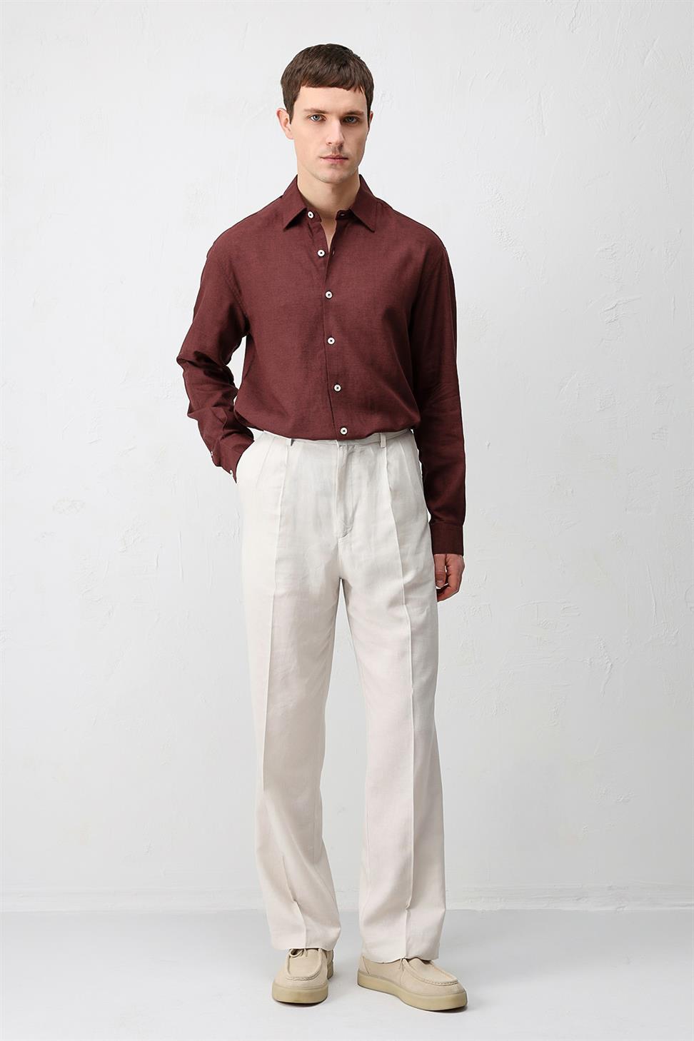 Relax Fit Mens Shirt with Linen Blend