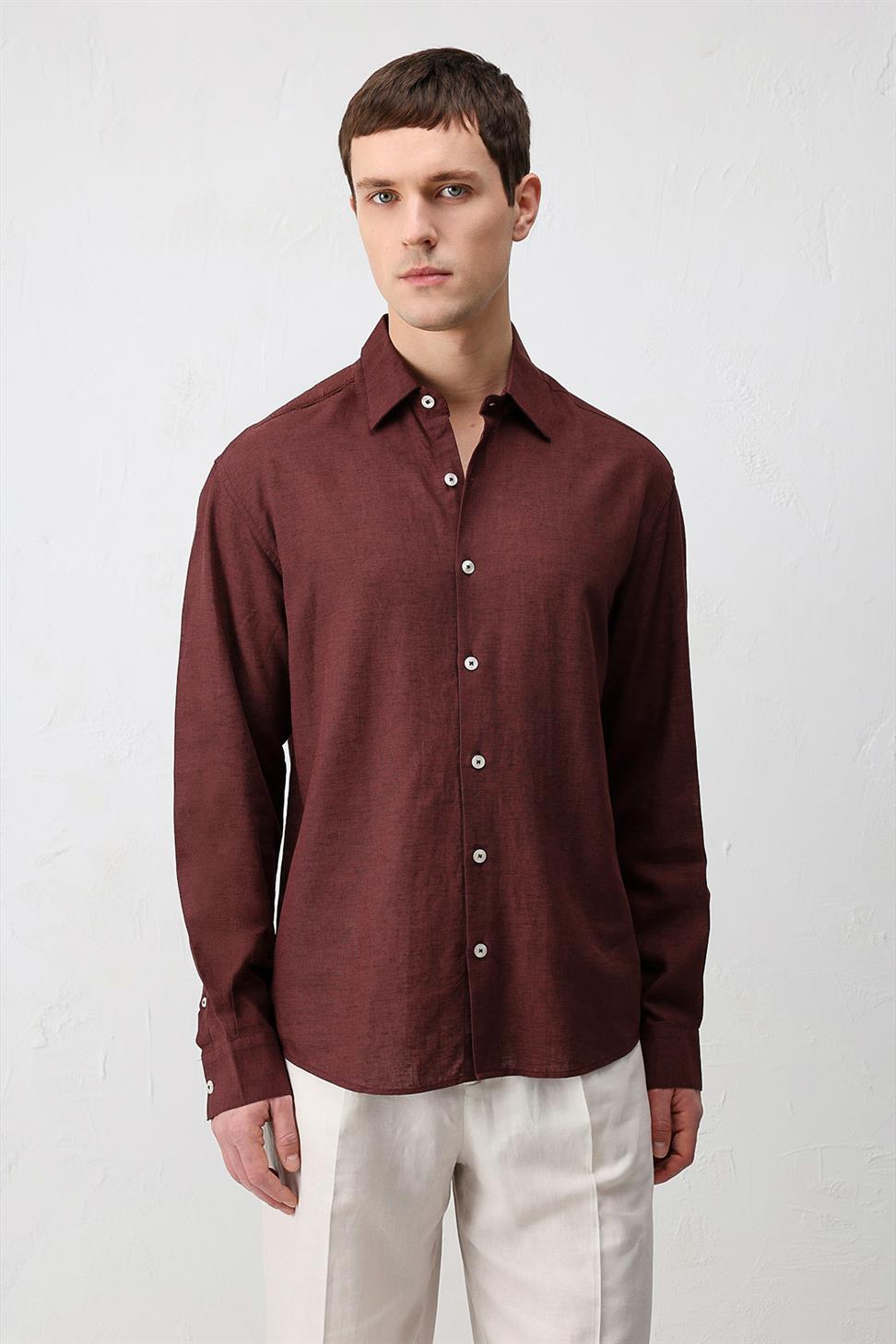 Relax Fit Mens Shirt with Linen Blend