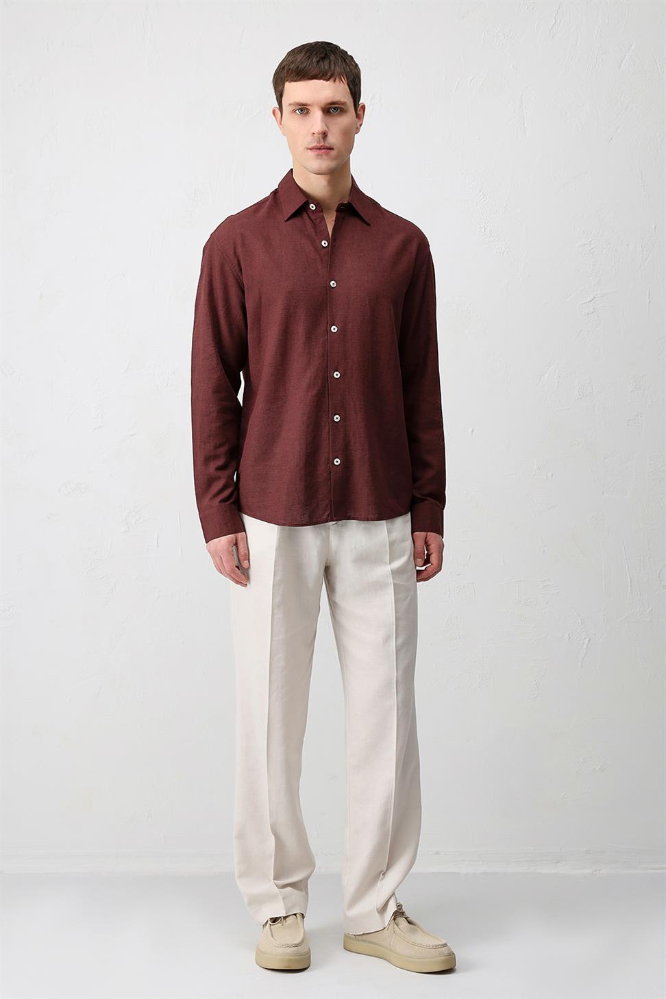 Relax Fit Mens Shirt with Linen Blend