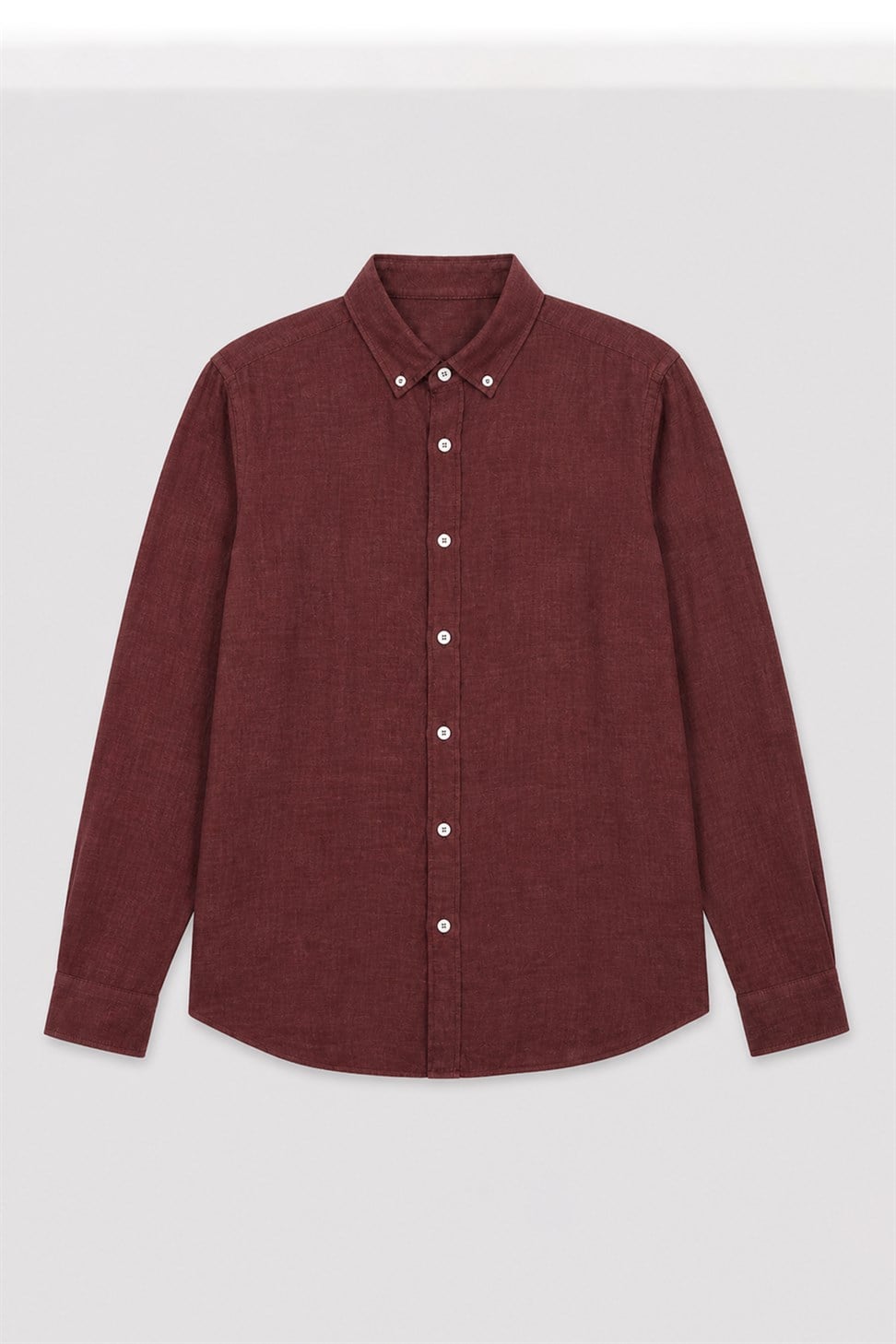 Antioch Bordo Keten Karışımlı Relaxed Fit Erkek Gömlek