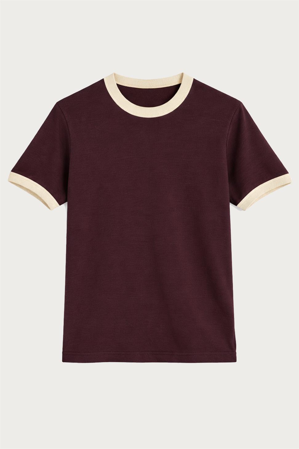 Antioch Bordo Kontrast Yaka Erkek T-Shirt