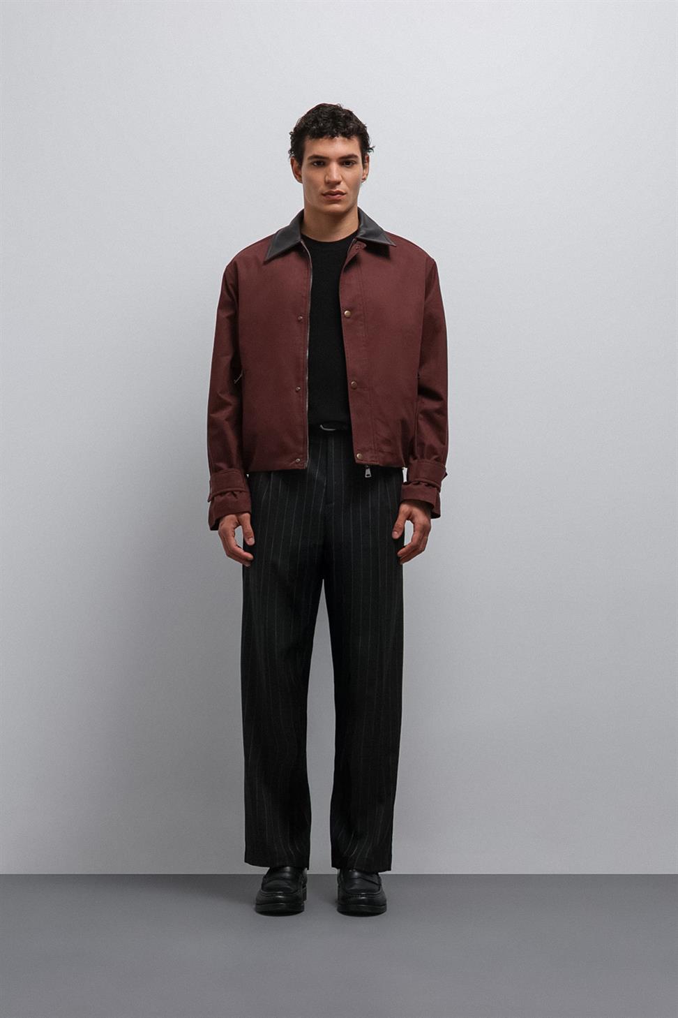 Antioch Bordo Kontrast Yaka Teknik Erkek Mont