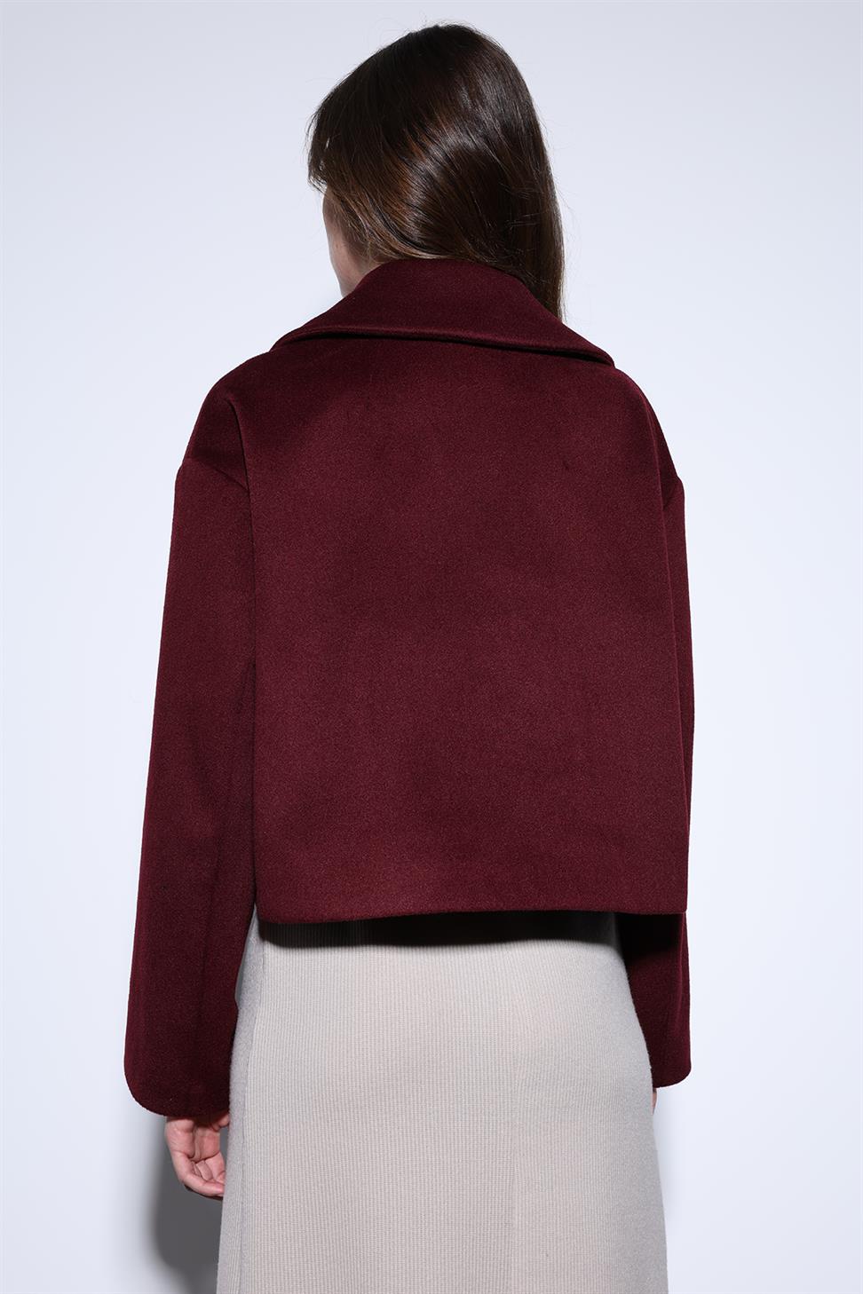 Antioch Bordo Kruvaze Kadın Kısa Kaban