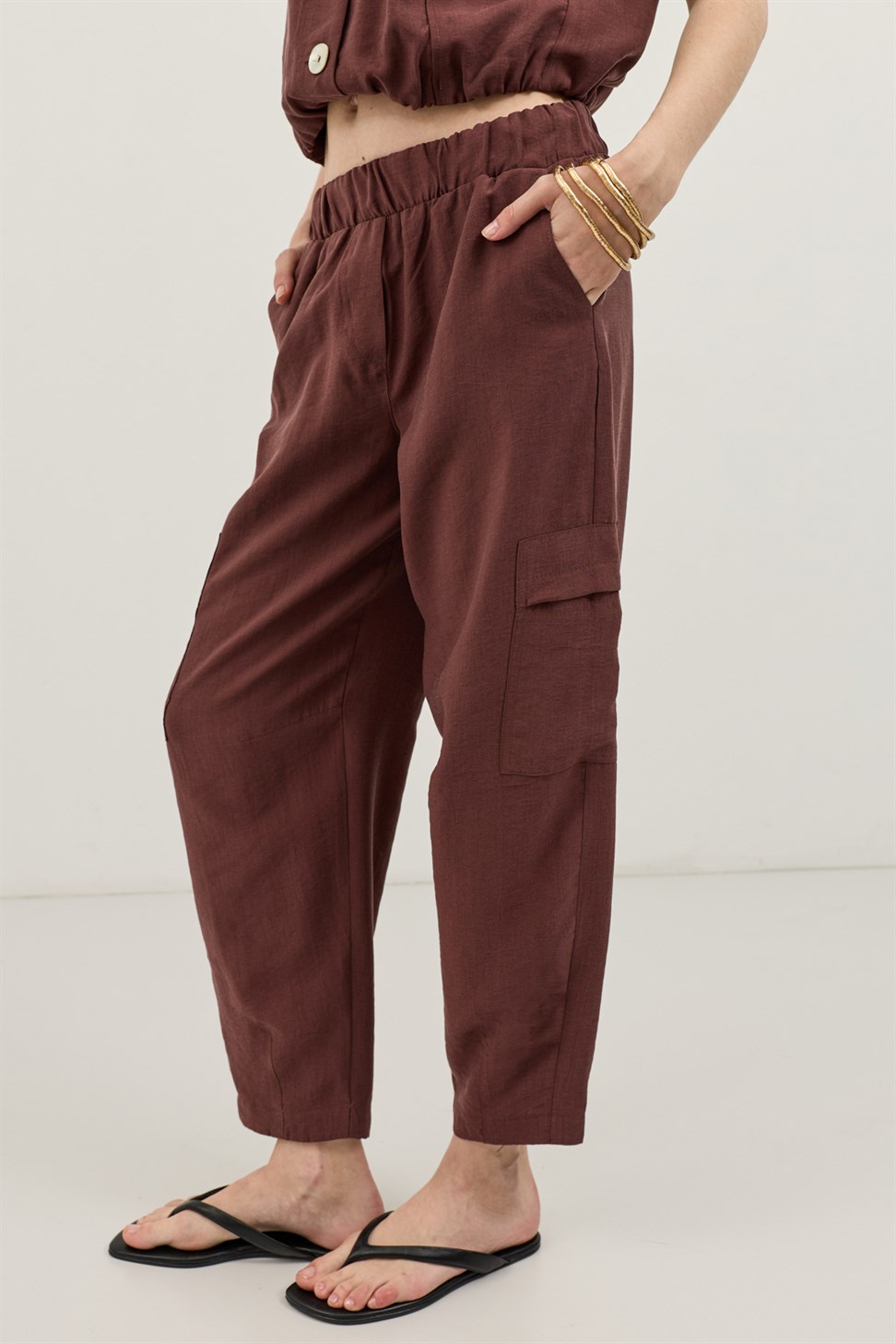 Antioch Bordo Lyocell Karışımlı Barrel Pantolon
