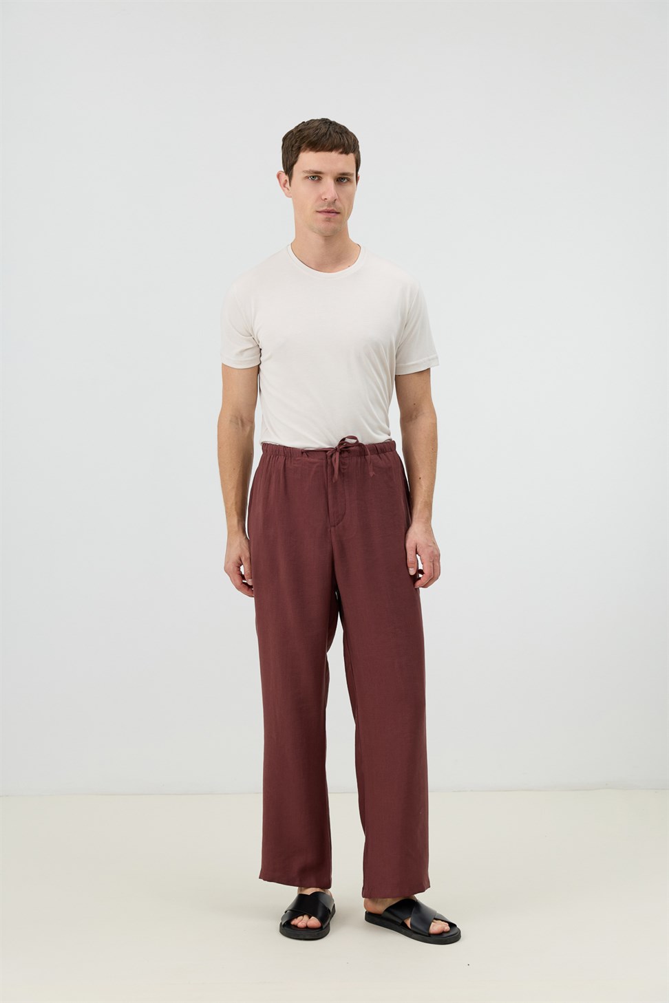 Antioch Bordo Modal Karışımlı Relaxed Erkek Pantolon