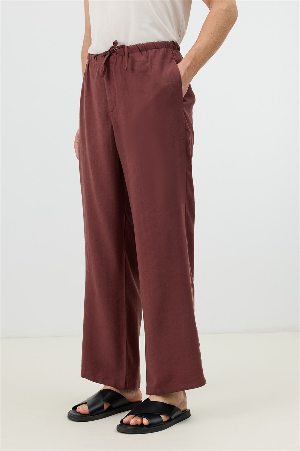 Antioch Bordo Modal Karışımlı Relaxed Erkek Pantolon