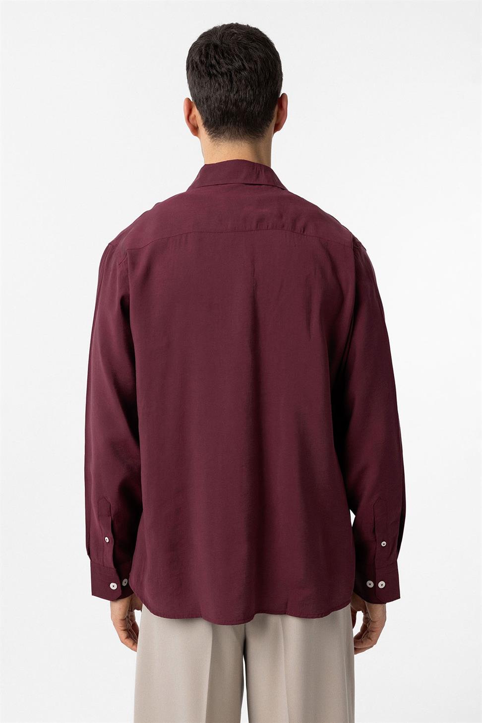 Antioch Bordo Modal Kumaş Relax Fit Erkek Gömlek