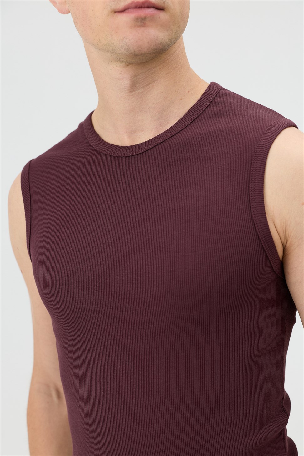 Antioch Bordo Pamuklu Kolsuz Erkek T-Shirt