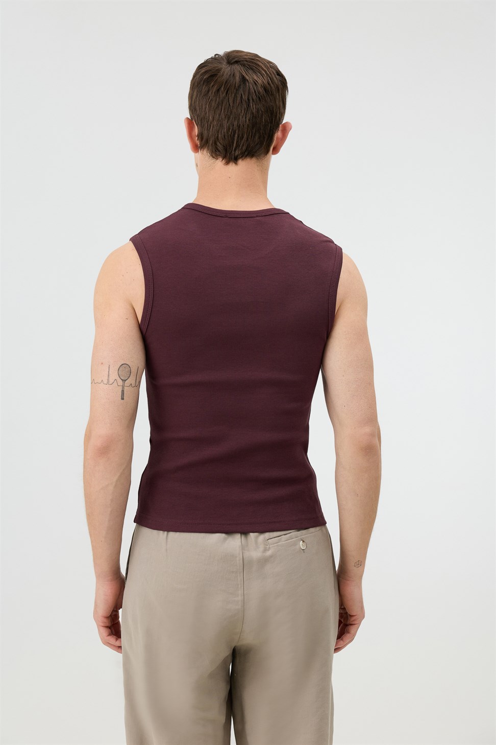 Antioch Bordo Pamuklu Kolsuz Erkek T-Shirt