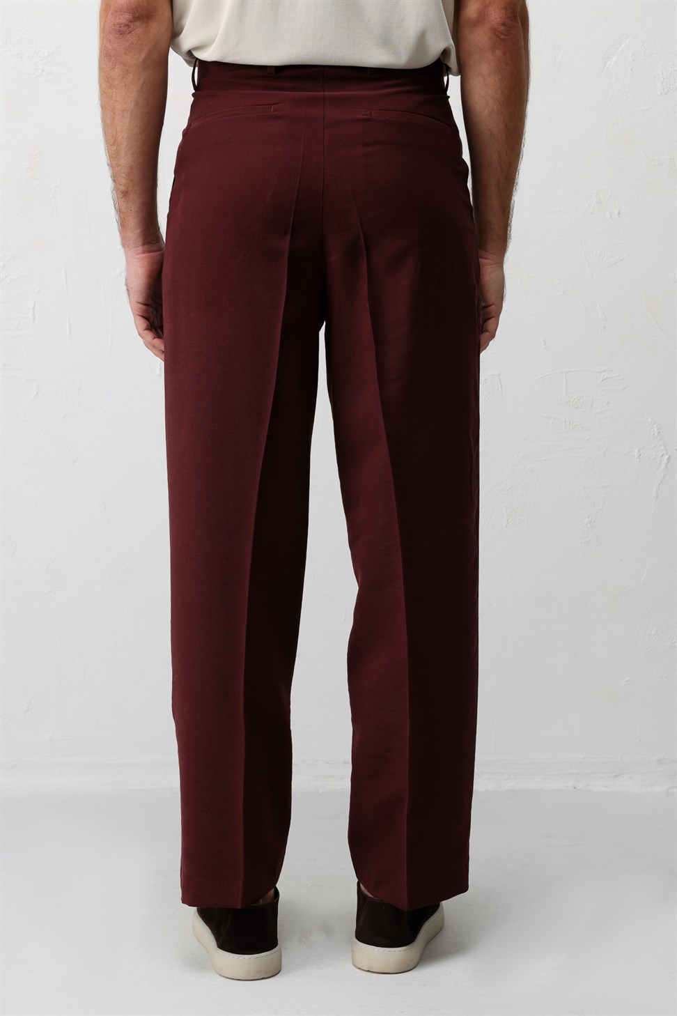 Antioch Bordo Pileli Relaxed Fit Erkek Pantolon