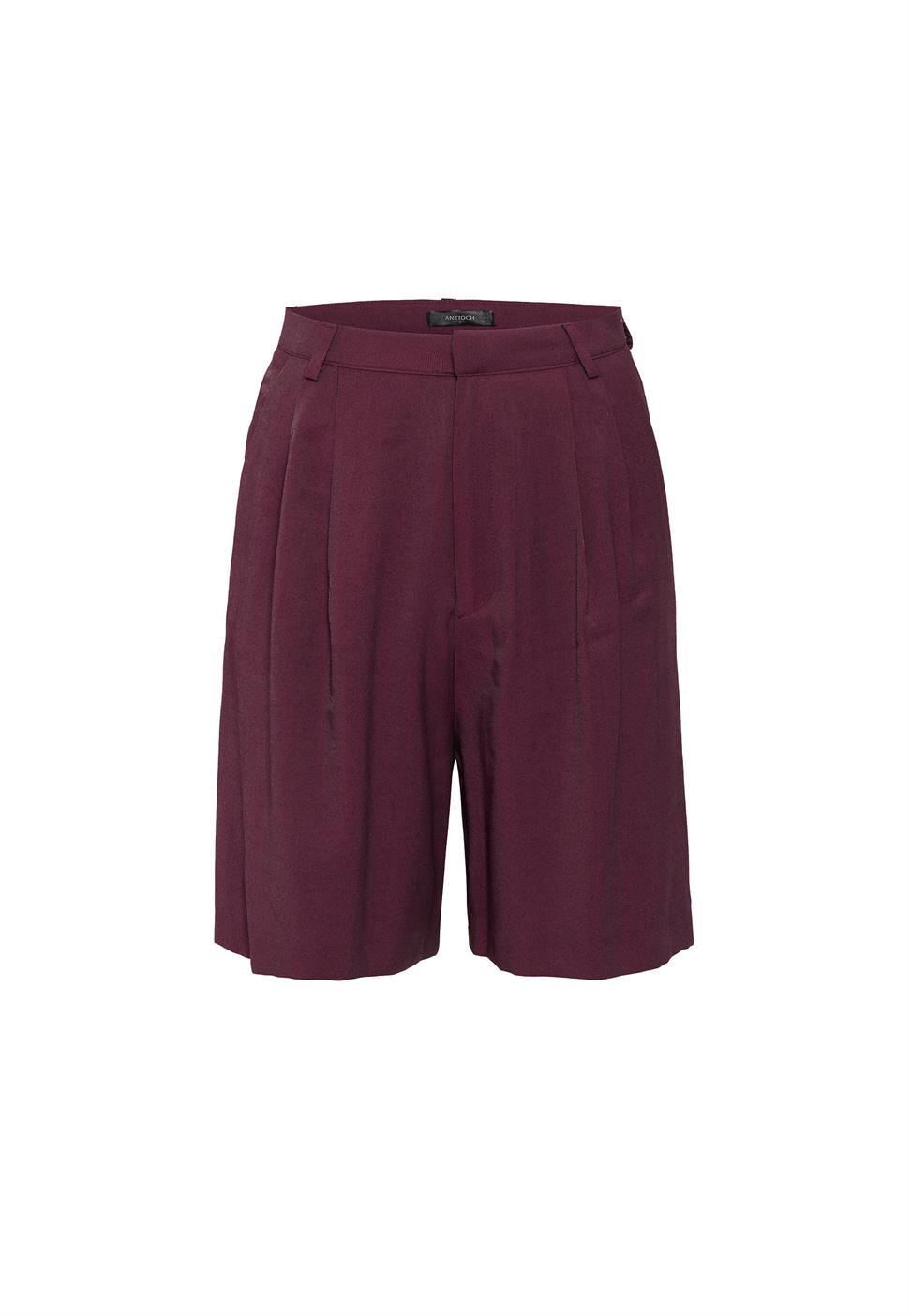 Antioch Bordo Pilili Kadın Bermuda Şort
