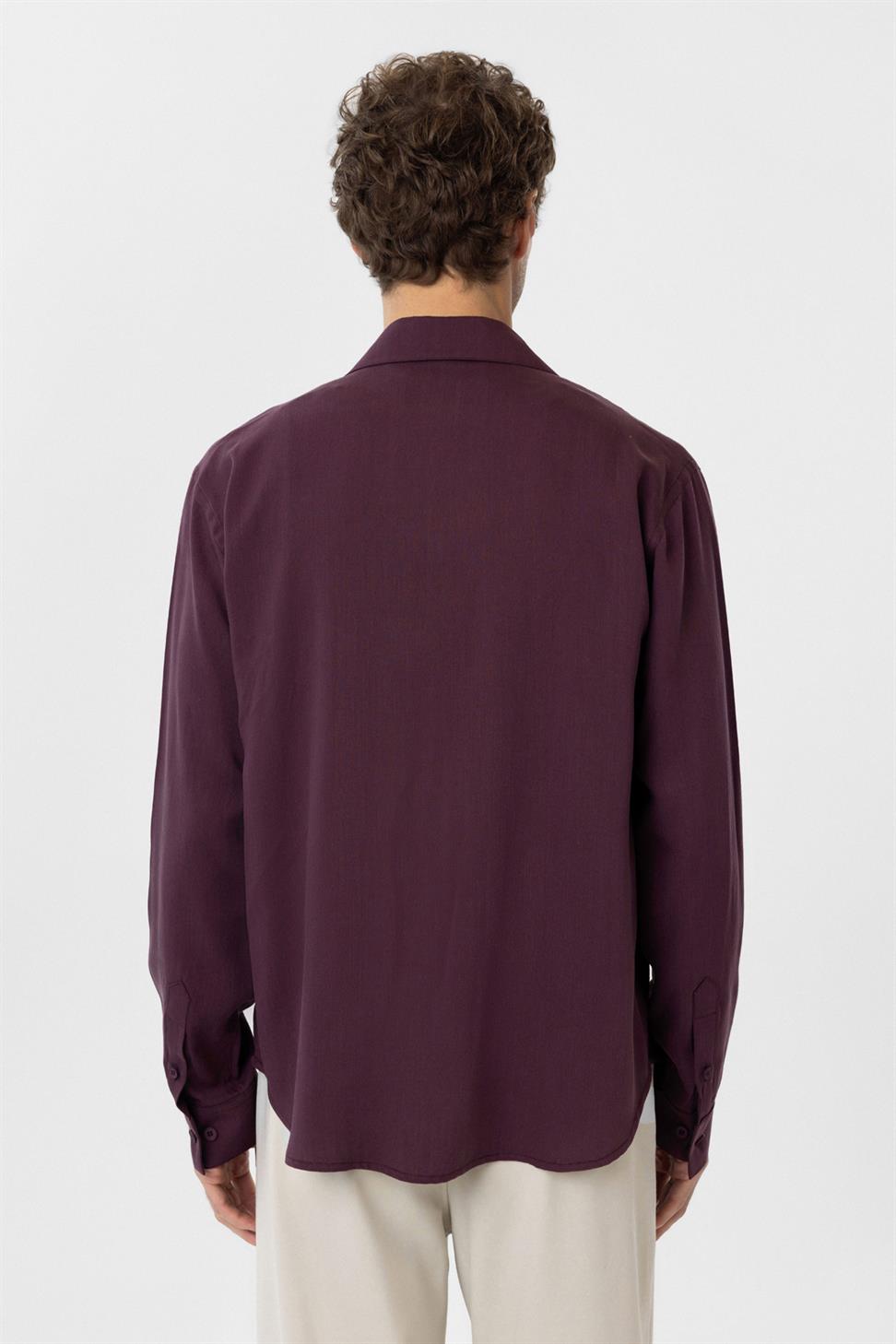 Antioch Bordo Relax Fit Liyosel Kumaş Erkek Gömlek