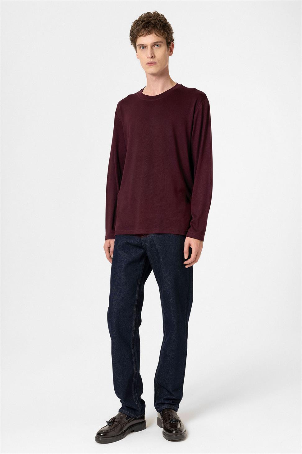Antioch Bordo Relaxed Fit Basic Erkek T-Shirt
