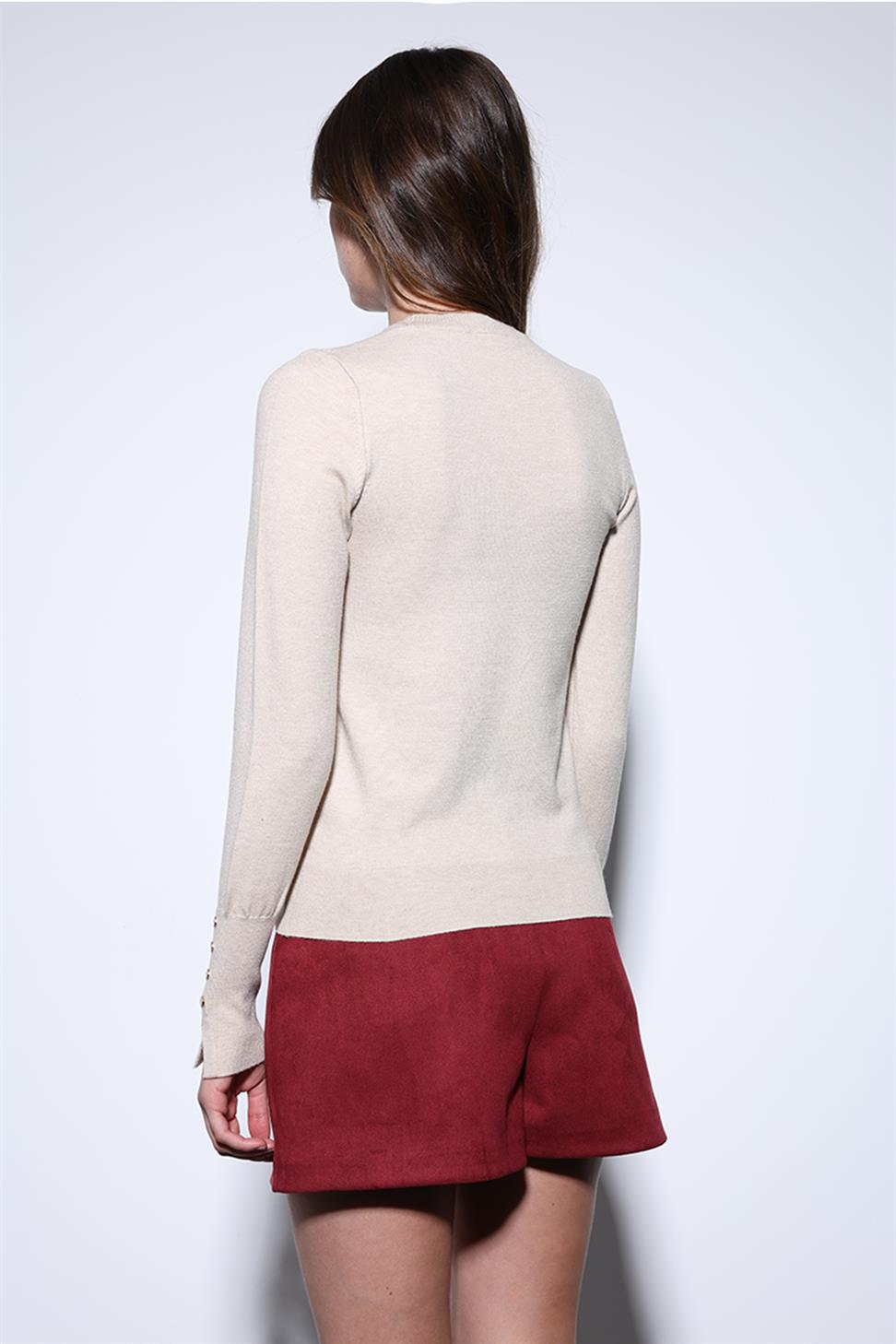 Antioch Bordo Süet Görünümlü Pileli Kadın Şort