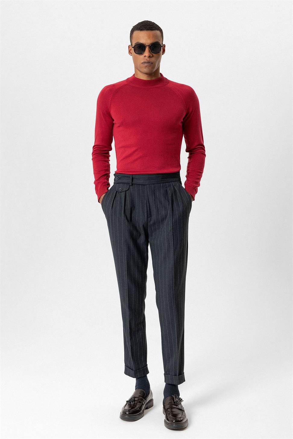 Antioch Bordo Yarım Boğazlı Erkek Triko