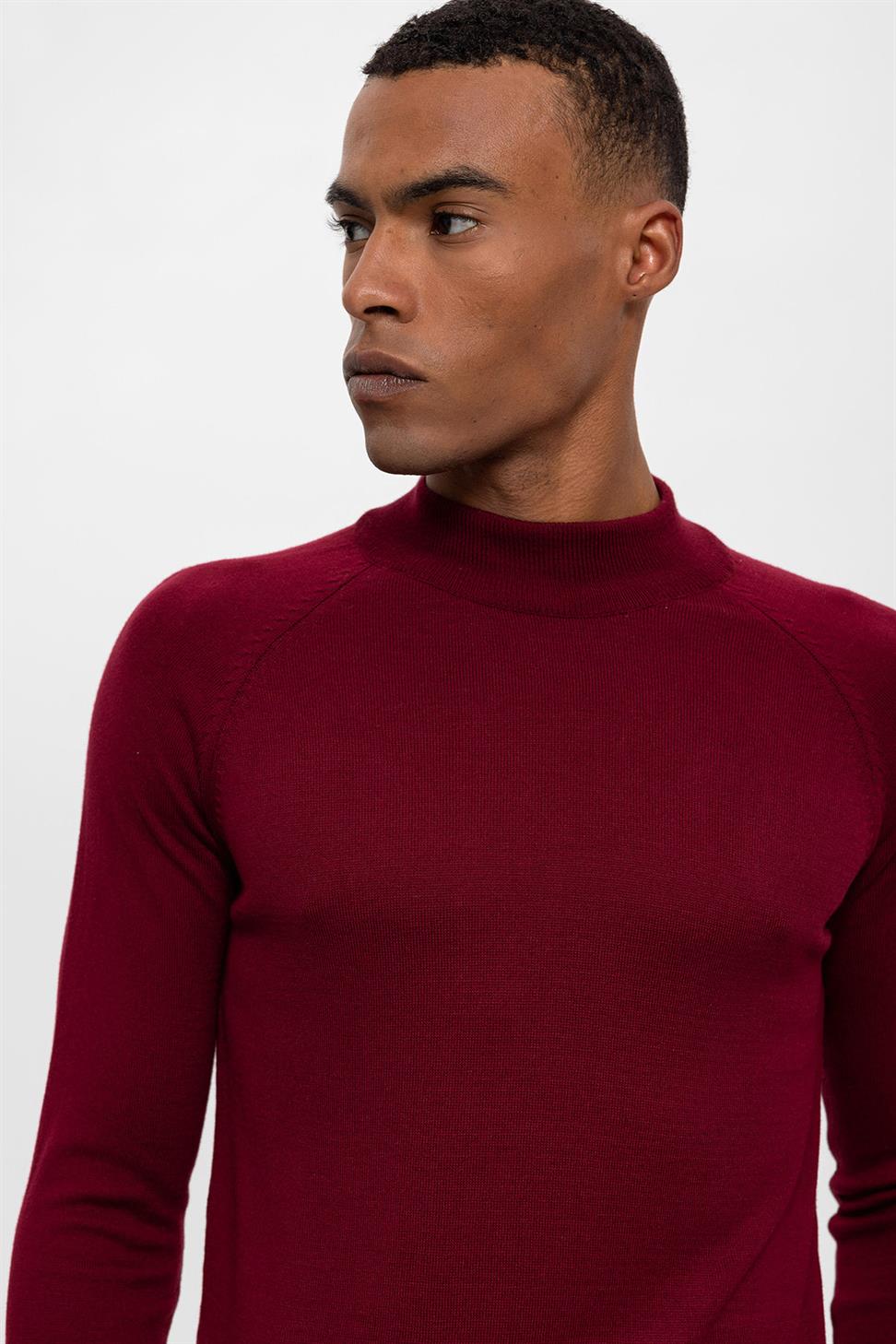 Antioch Bordo Yarım Boğazlı Erkek Triko