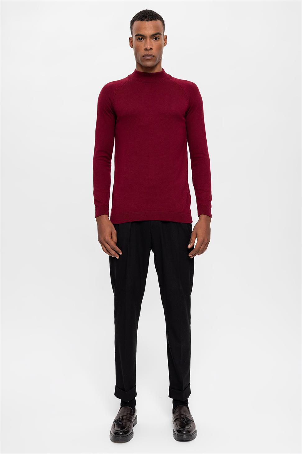 Antioch Bordo Yarım Boğazlı Erkek Triko