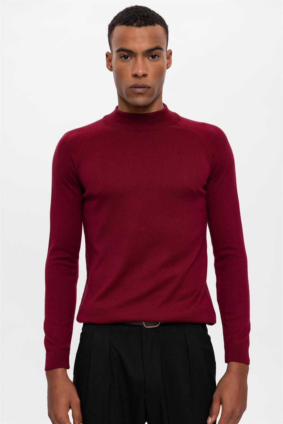 Antioch Bordo Yarım Boğazlı Erkek Triko