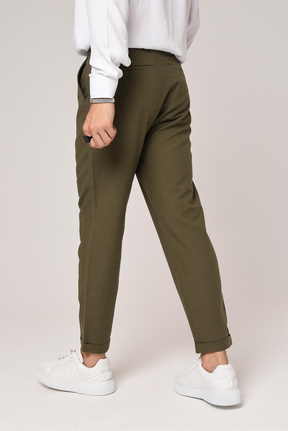 بنطال كتان برباط على الخصر