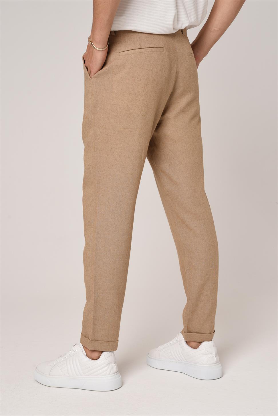 بنطال كتان برباط على الخصر