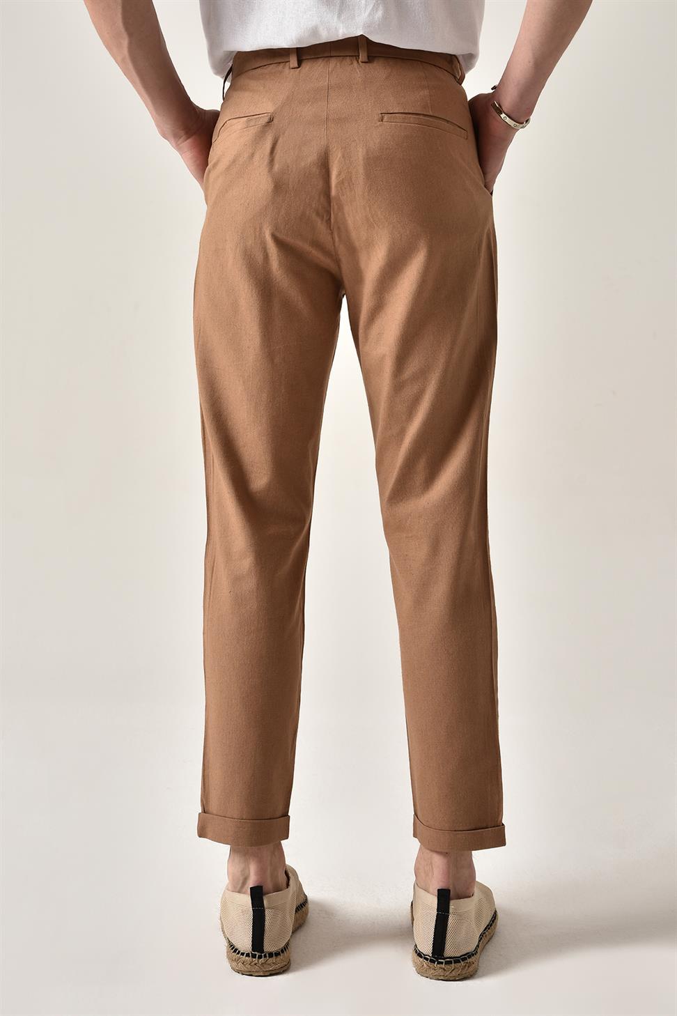 بنطال كتان برباط على الخصر