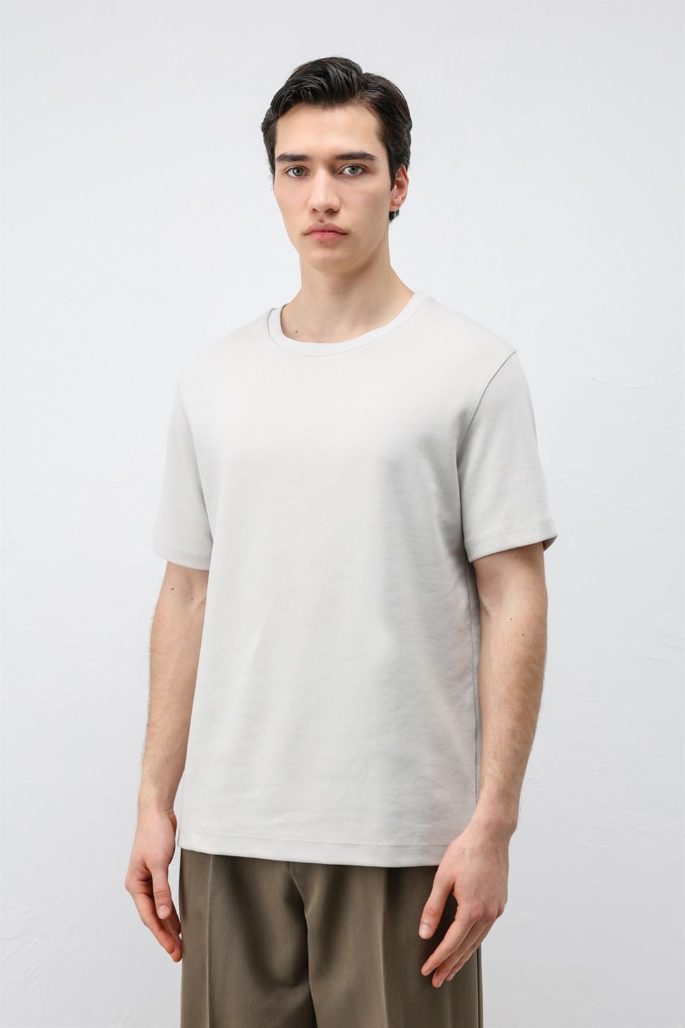 Antioch Buz Gri Regular Fit Basic Erkek T-Shirt