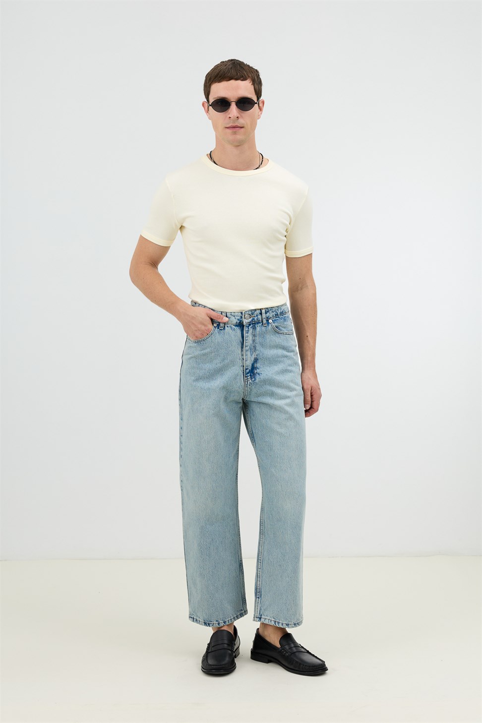 Antioch Buz Mavisi Relax Fit Erkek Jean