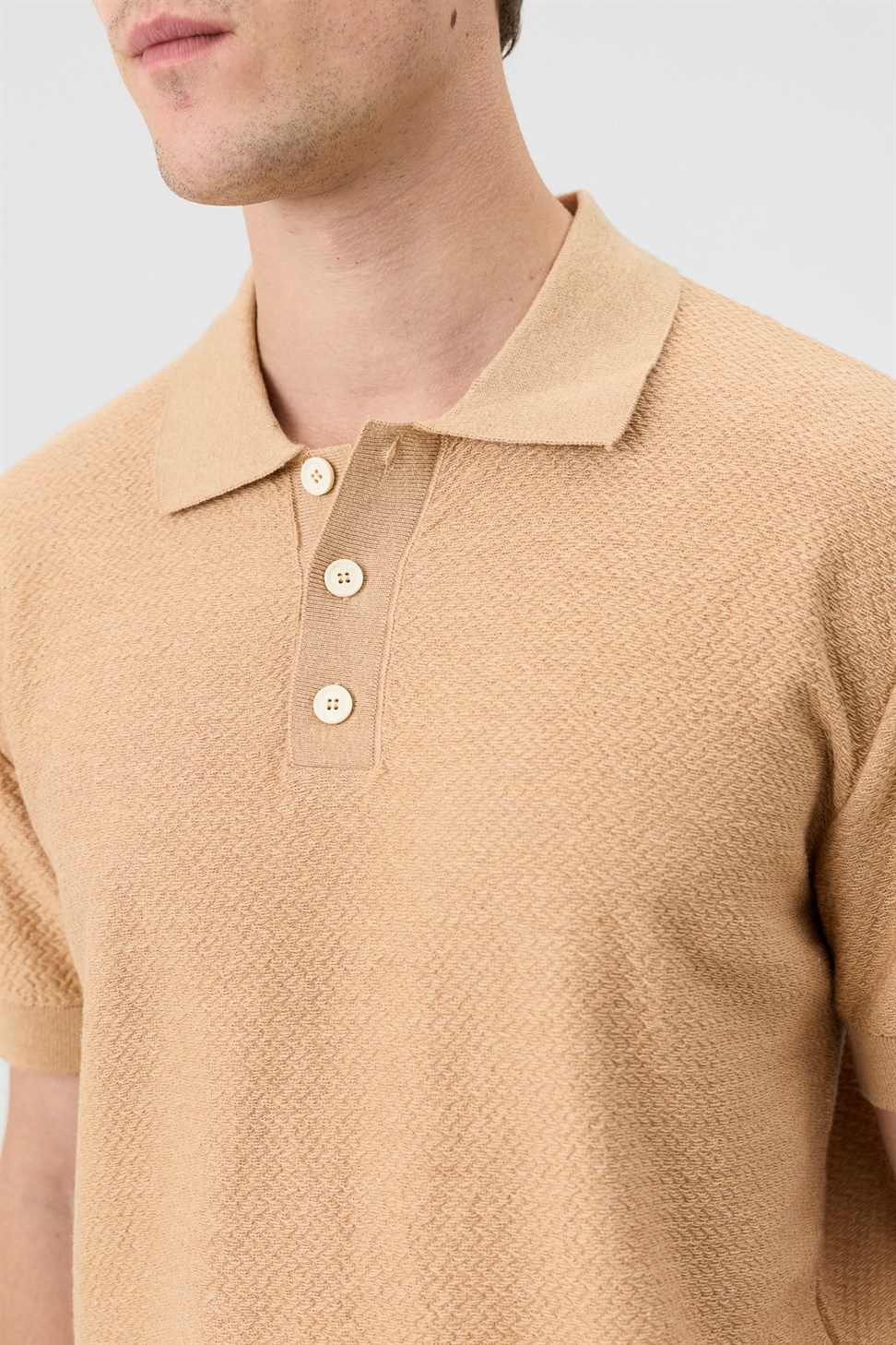 Antioch Camel Dokulu Polo Yaka Triko Erkek T-Shirt