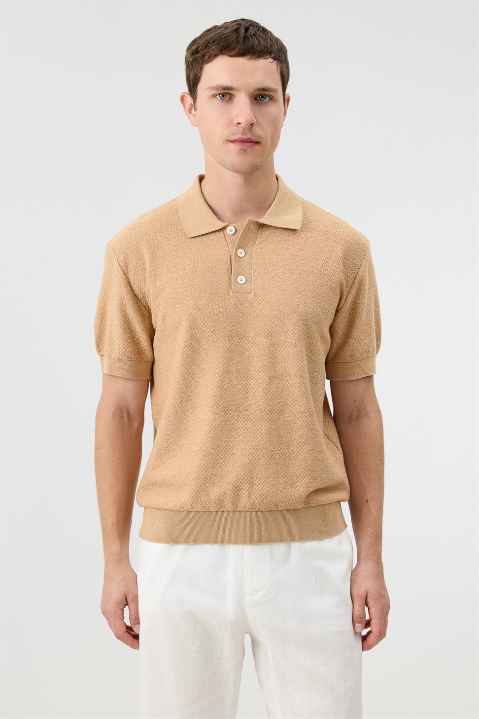Antioch Camel Dokulu Polo Yaka Triko Erkek T-Shirt