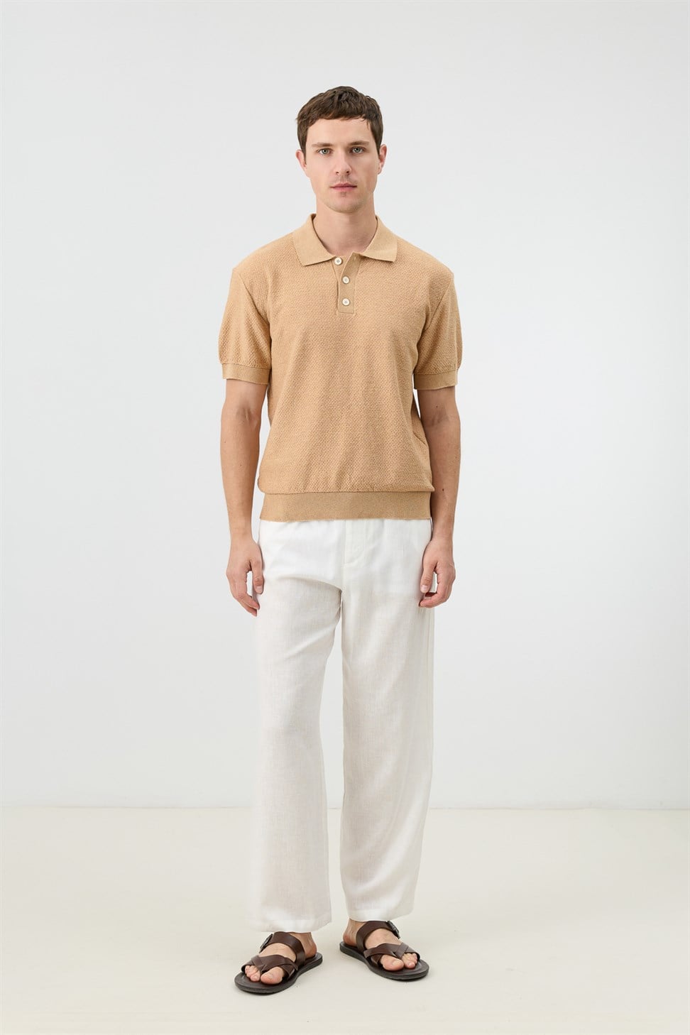Antioch Camel Dokulu Polo Yaka Triko Erkek T-Shirt